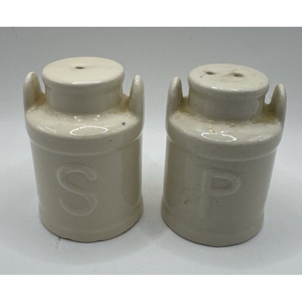Loomco White Vintage Milk Can Salt and Pepper Shakers
